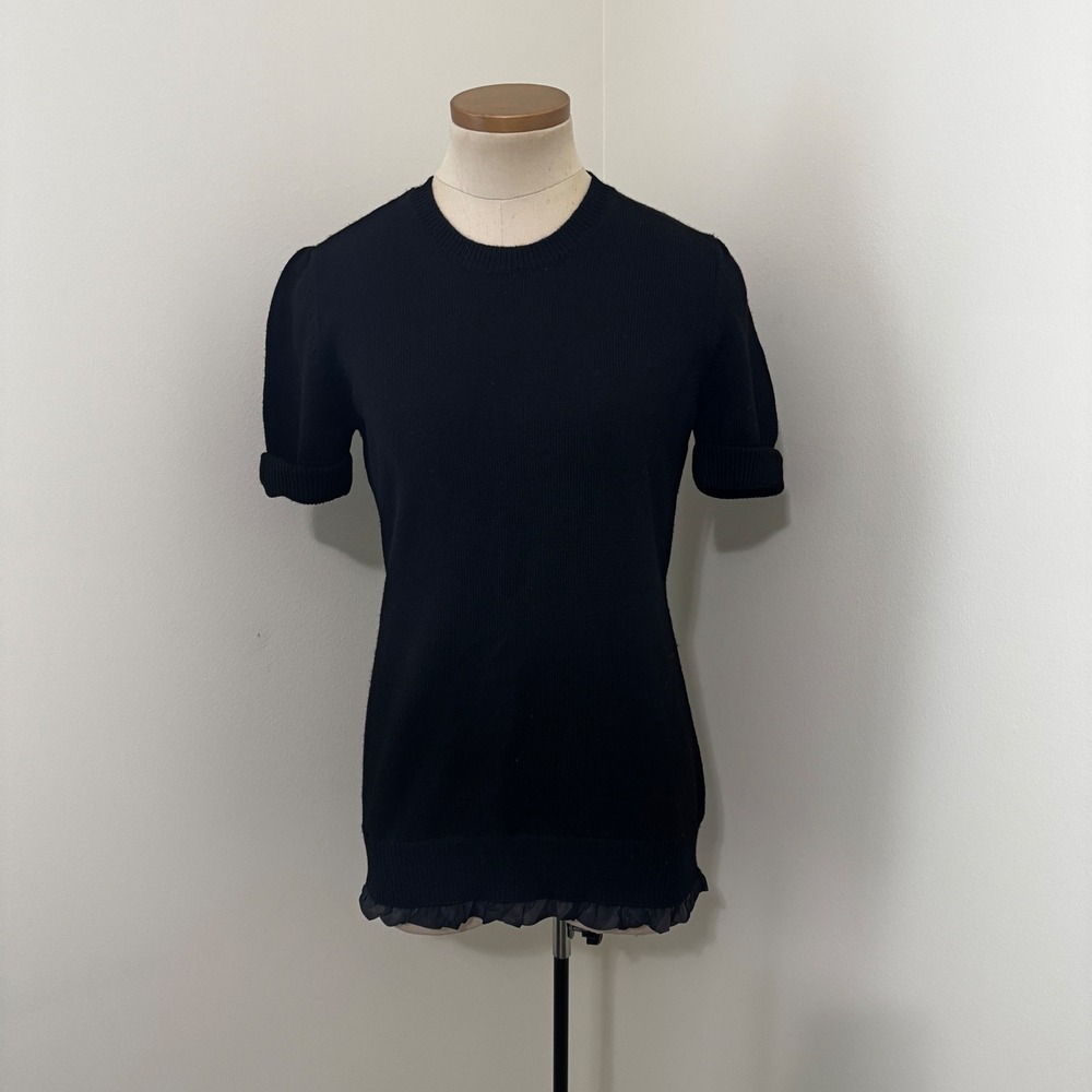 Burberry London Medium Black Short Sleeve Sweater Top Capsule Classic Minimalist
